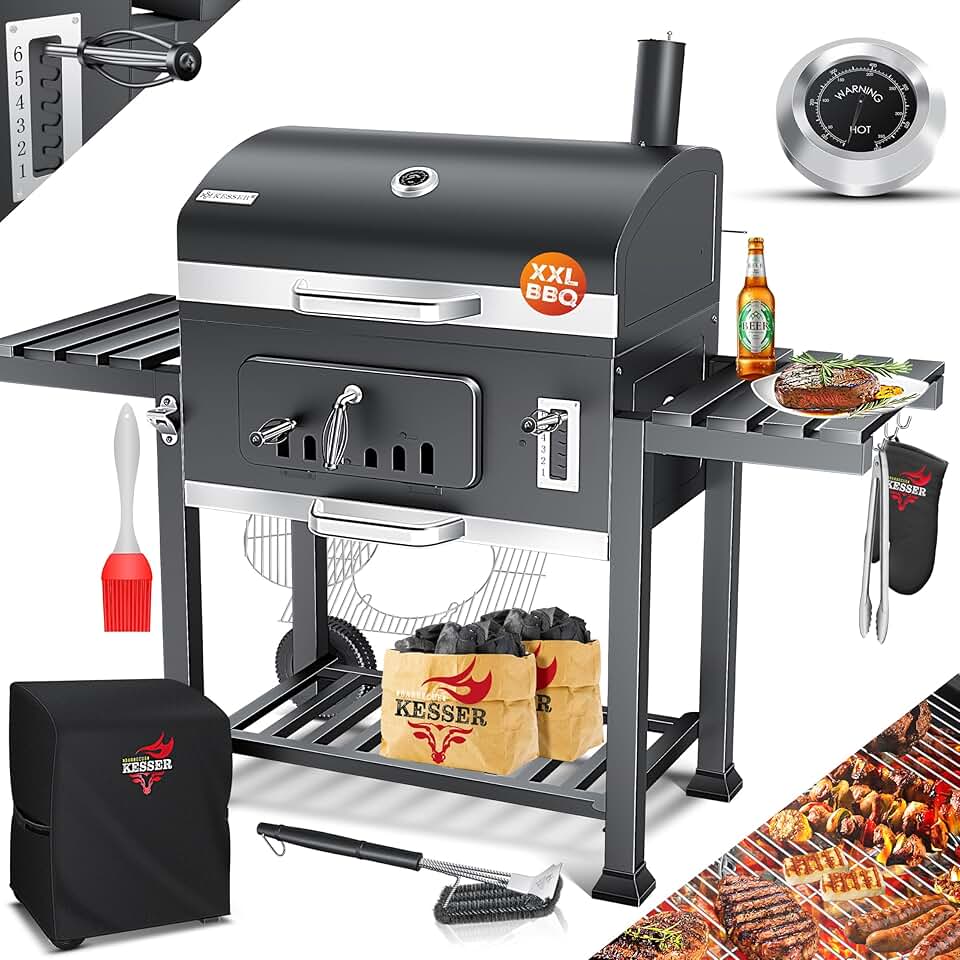 KESSER - Barbecue XXL - grand format, couvercle, roues, accessoires