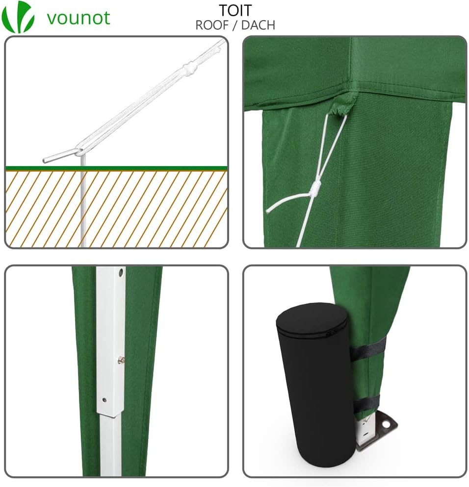 VOUNOT - tonnelle pliante série jardin 3x3m 4 côtés sacs transport