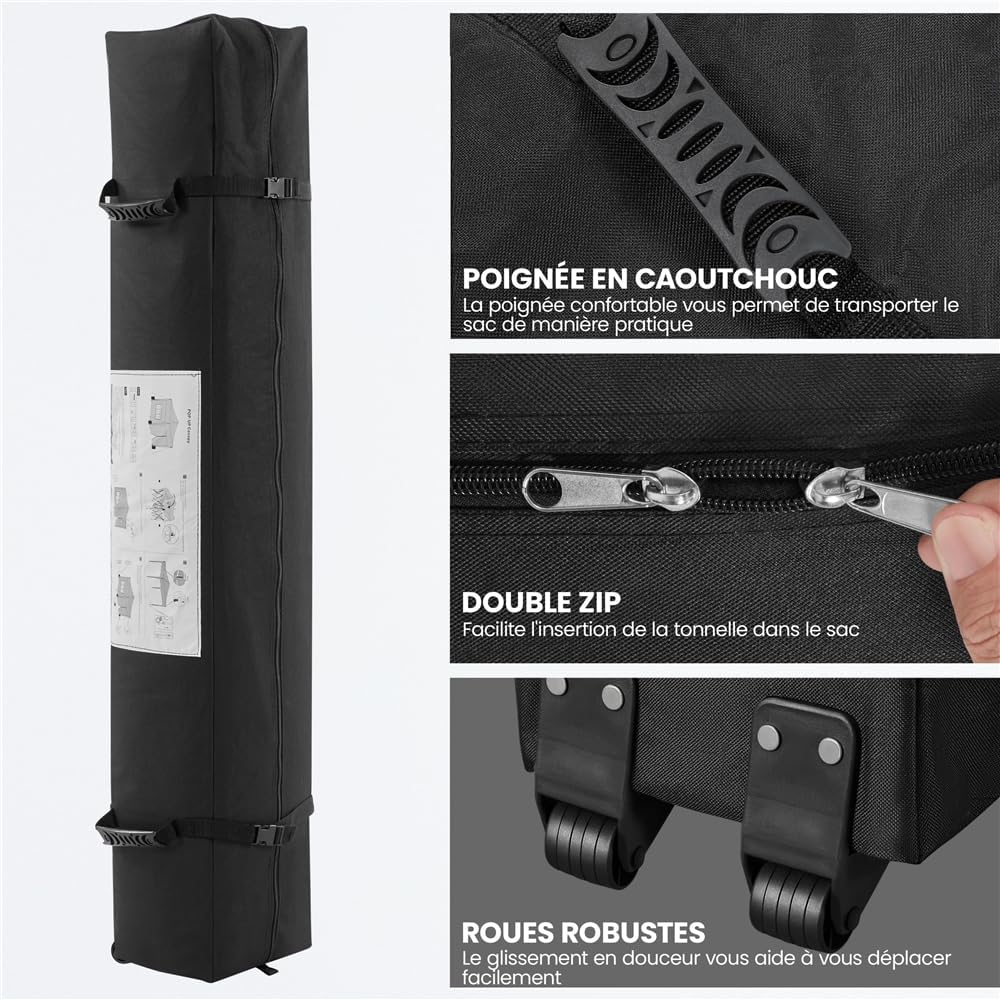 Yaheetech - Tonnelle pliante 3x3m - 4 parois latérales, gris foncé