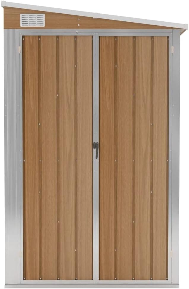 vidaXL Abri de Jardin Mural Abri de Rangement d'Outils Rangement d'Equipement de Jardin Extérieur Marron 118x288x178 cm Acier Galvanisé