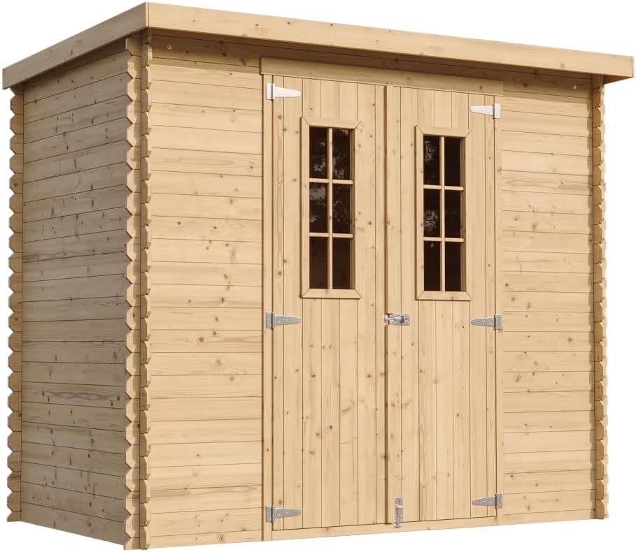 Abri de Jardin en Bois avec Sol TRAITÉ - Stockage extérieur l239xL142xH200cm/2.63 m2 - Petit abri à Outils, Local à vélos - TIMBELA M310C+M310G