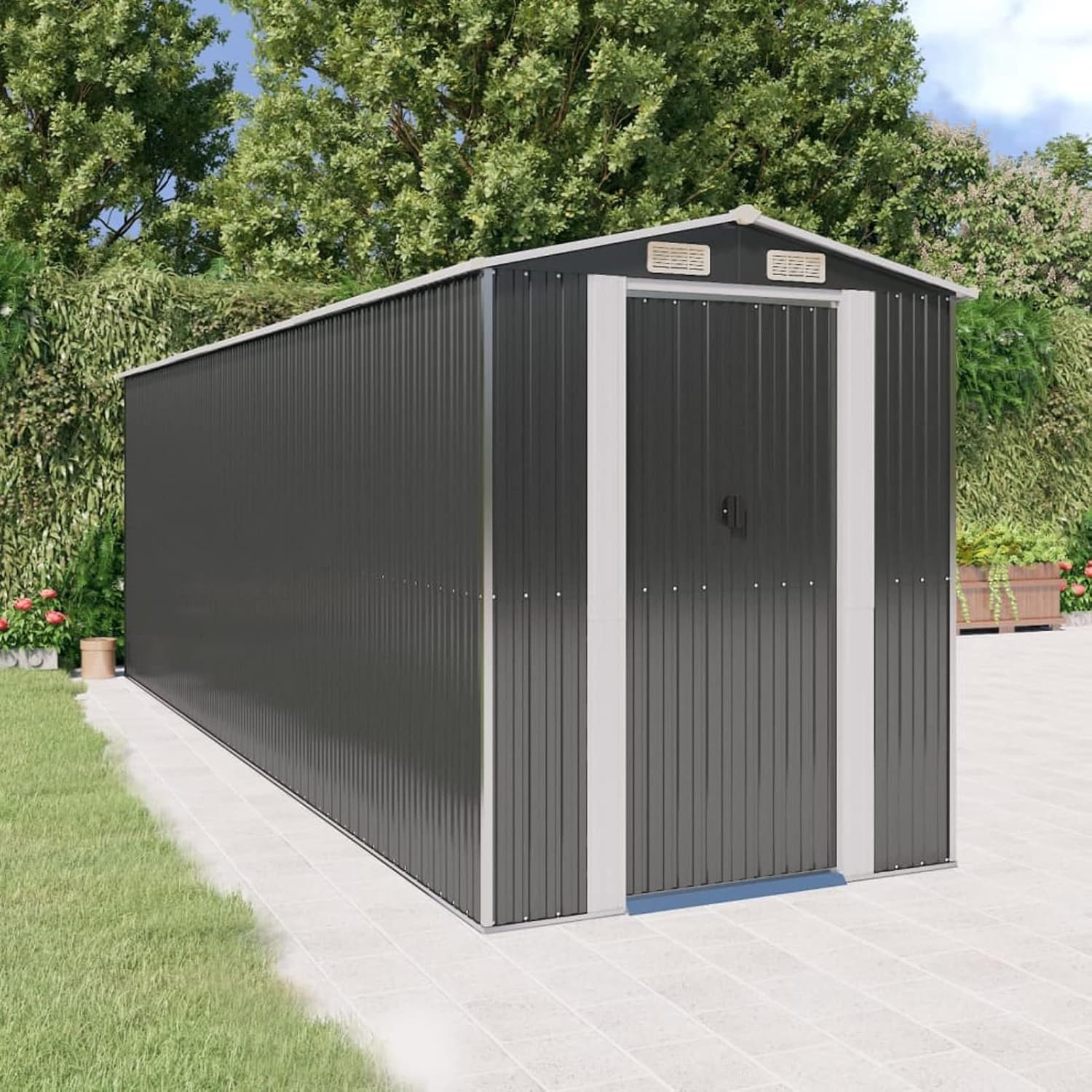 Homgoday Grand Abri de Jardin en Acier Galvanisé - Stockage Extérieur Spacieux et Pratique
