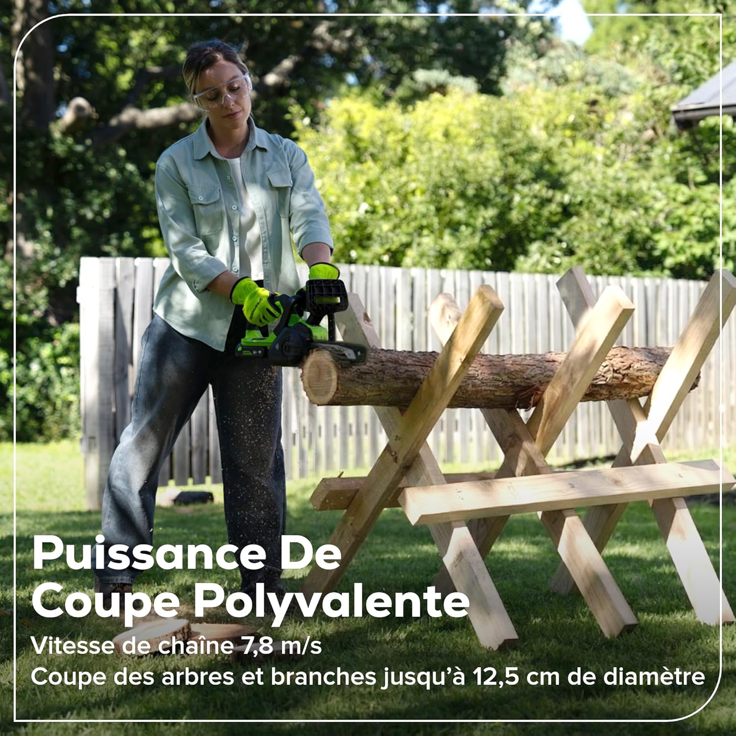 Greenworks - Scie à chaîne Brushless 25cm - 24V, batterie 2Ah, graissage auto
