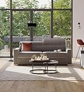 - Canapé-lit 4 places express en tissu VIZIR - Gris - Dimensions du couchage à larges lattes 160 cm - Mat...
