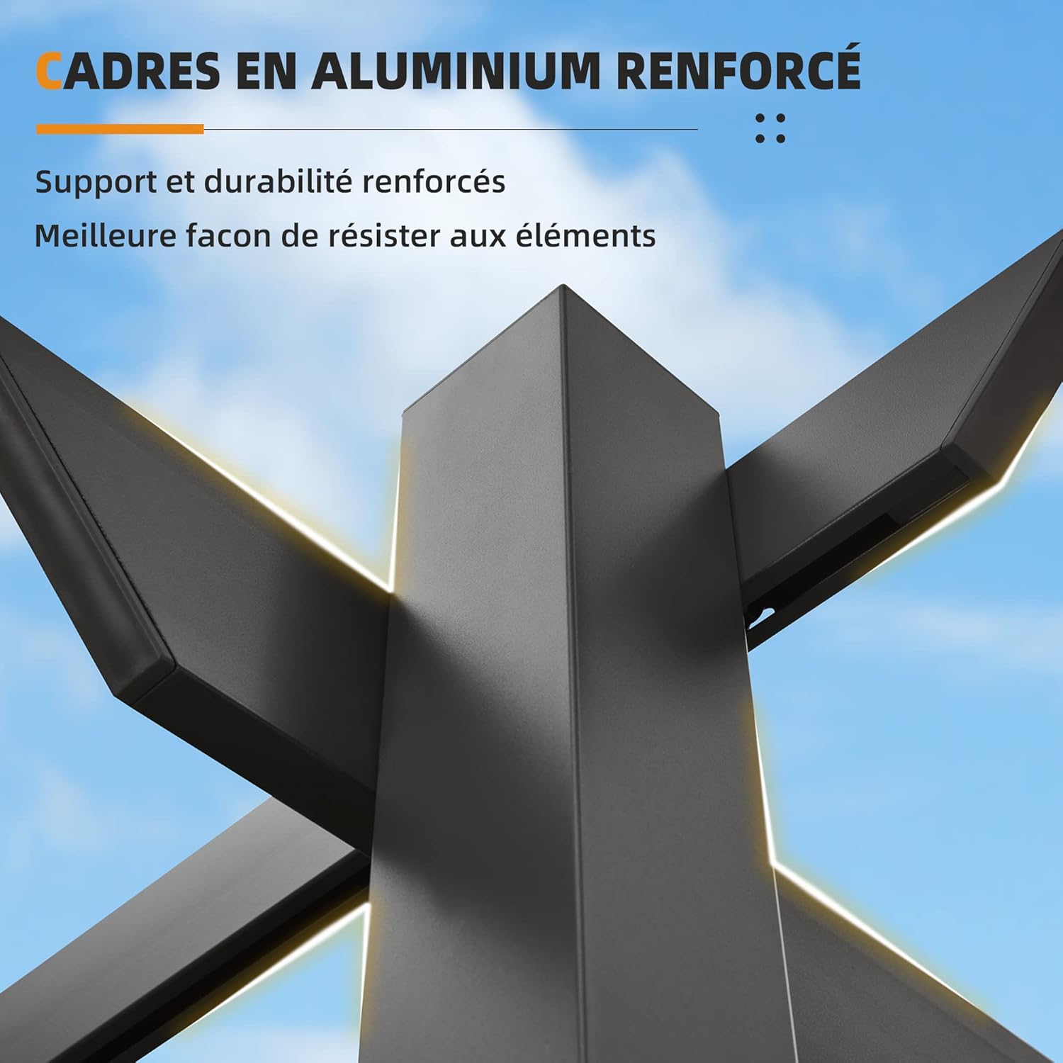 PURPLE LEAF - Pergola aluminium 4x3m, toit rétractable, éclairage intégré