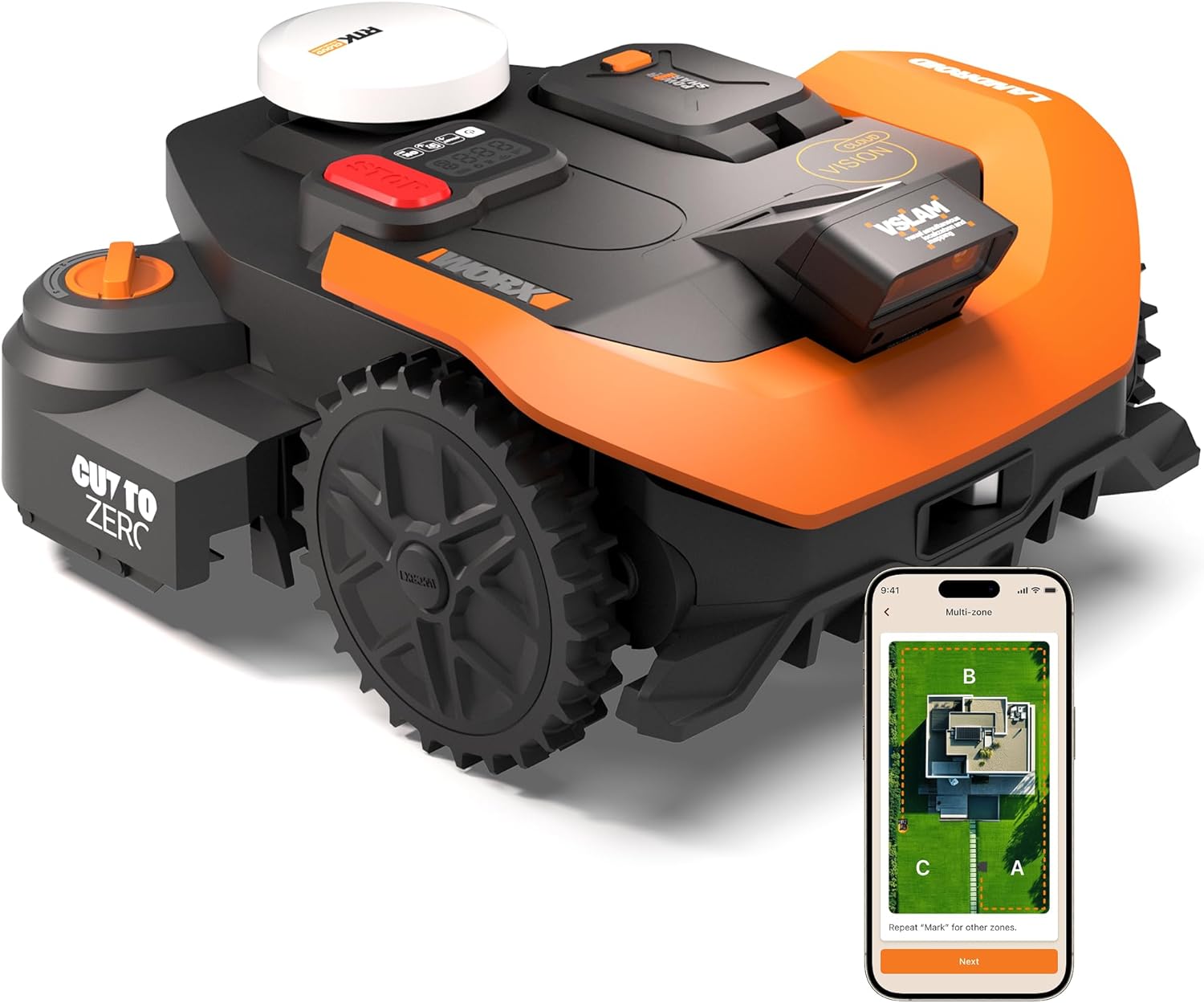 WORX - Robot tondeuse Vision Cloud 2WD - 1800m², IA, VSLAM - WR318E