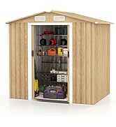 Homesis Abri de jardin en métal, cabane porte-outils de jardin avec 4 fenêtres de Vent...