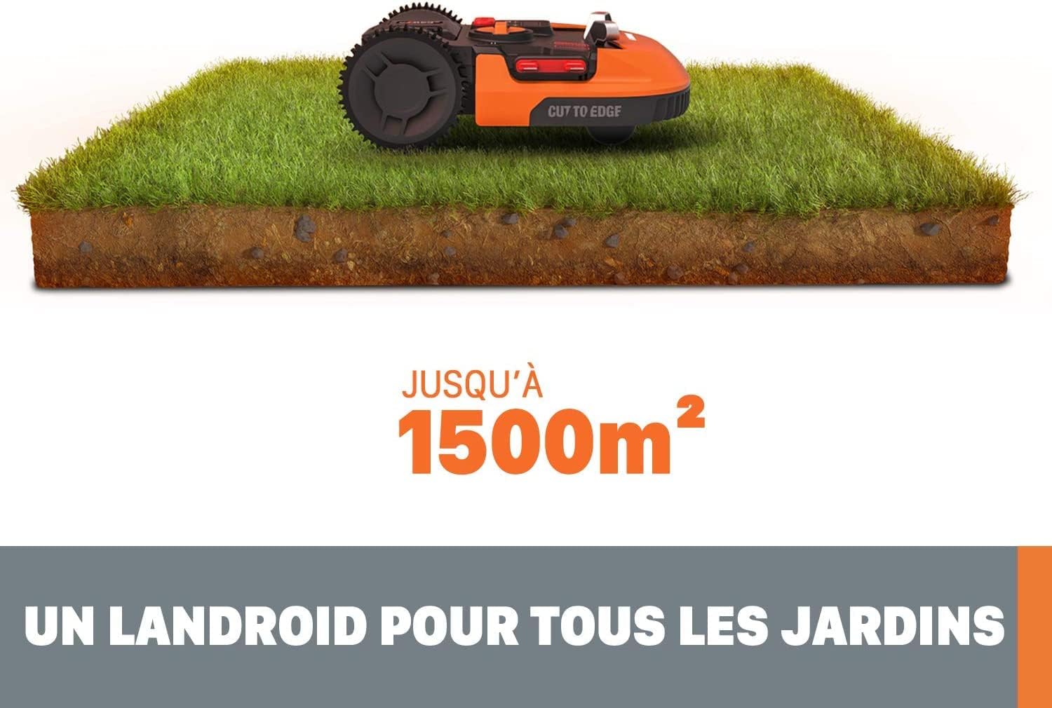 WORX - Landroid 1500 m² - Robot tondeuse connecté, autonome, application - WR153E